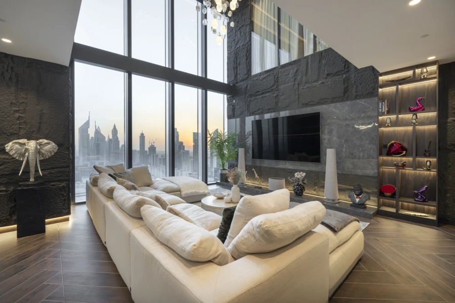 living room 2 at 2br at one zaabeel