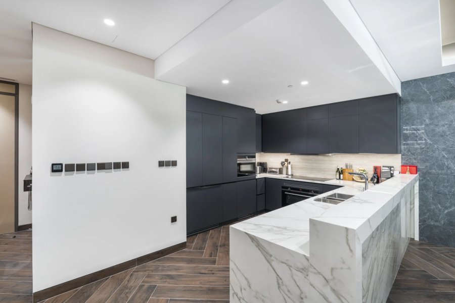 kitchen at 2br at one zaabeel